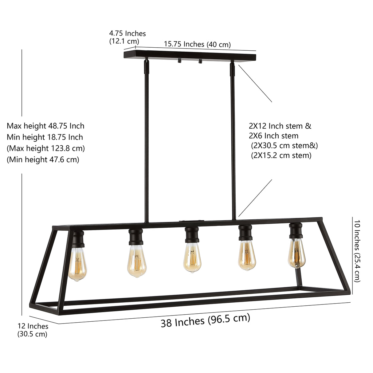 Floyd 5-Light Adjustable Iron Farmhouse Vintage LED Dimmable Pendant