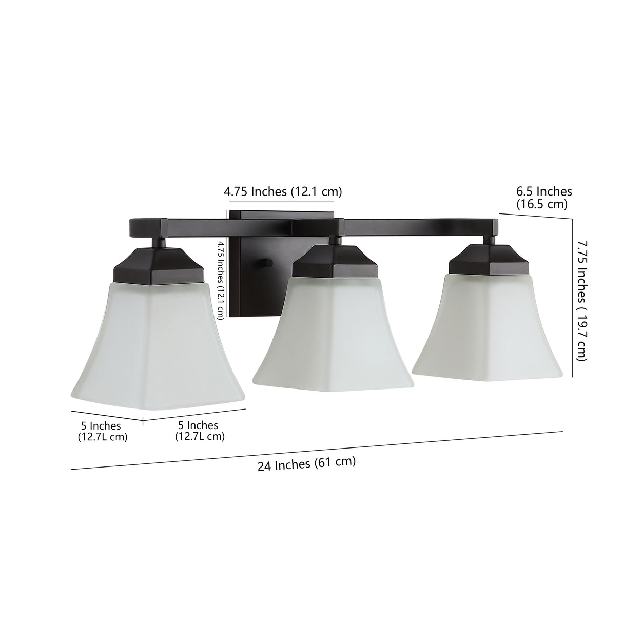 Staunton 3-Light Iron/Glass Modern Cottage LED Vanity Light