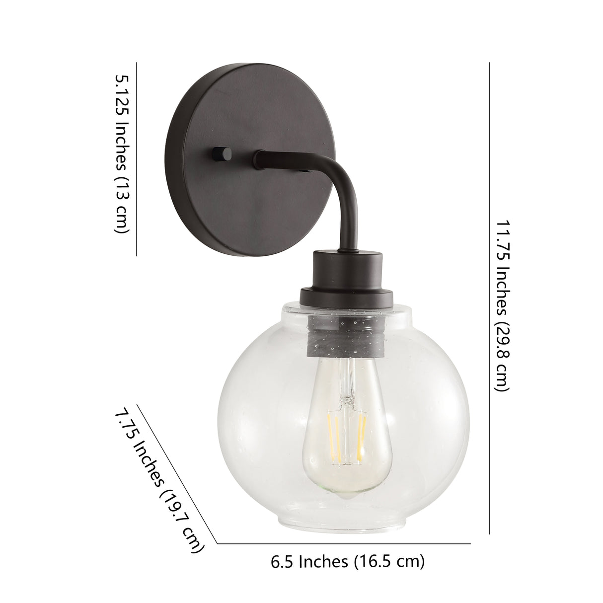 Sandrine 1-Light Iron/Seeded Glass Cottage Rustic LED Vanity Light
