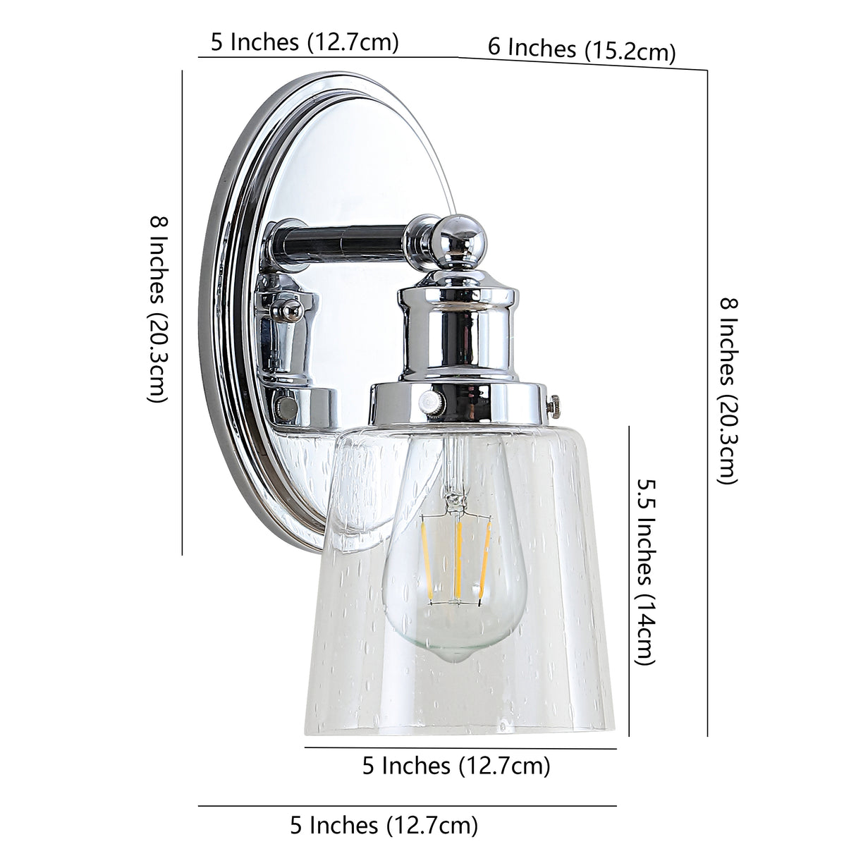 Beverly 1-Light Iron/Seeded Glass Classic Cottage LED Vanity Light
