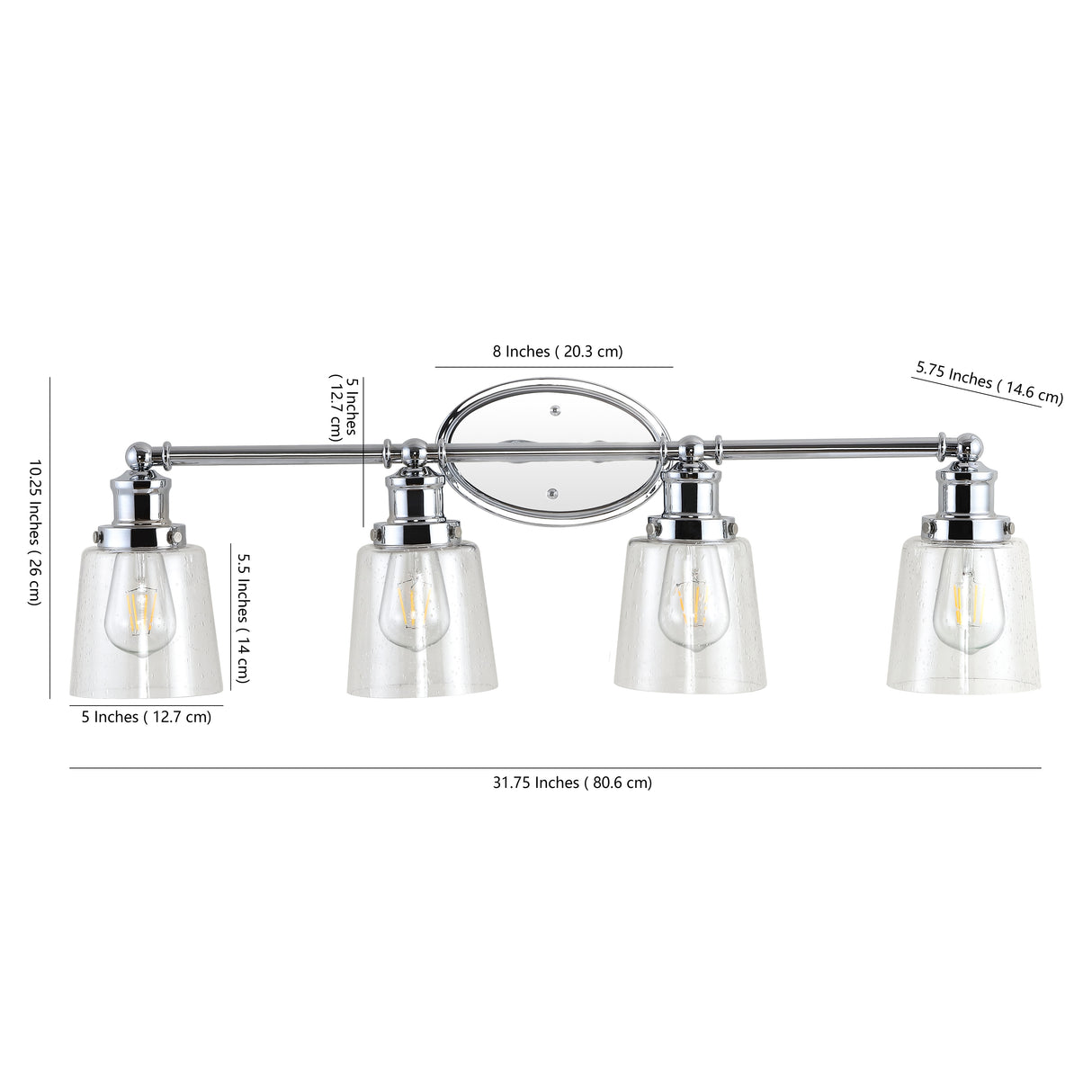 Beverly 4-Light Iron/Seeded Glass Classic Cottage LED Vanity Light