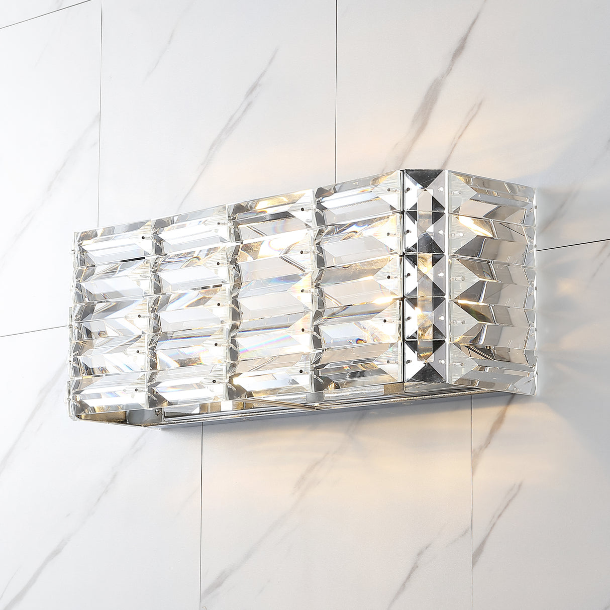 Evelyn 2-Light Iron/Crystal Glam Modern LED Vanity Light
