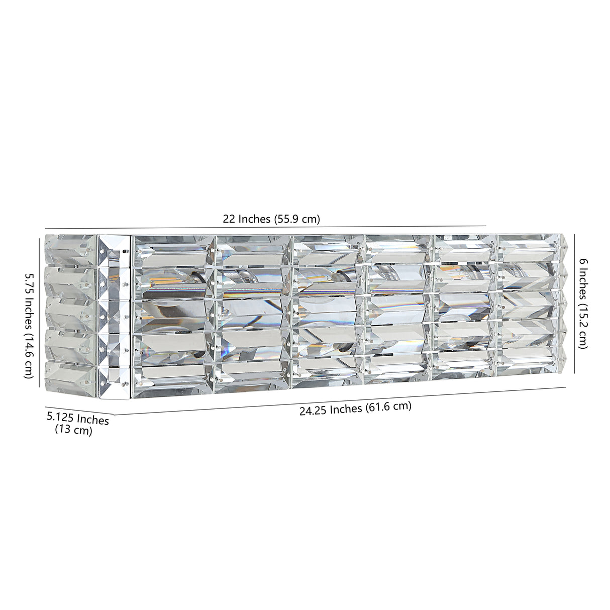 Evelyn 3-Light Iron/Crystal Glam Modern LED Vanity Light