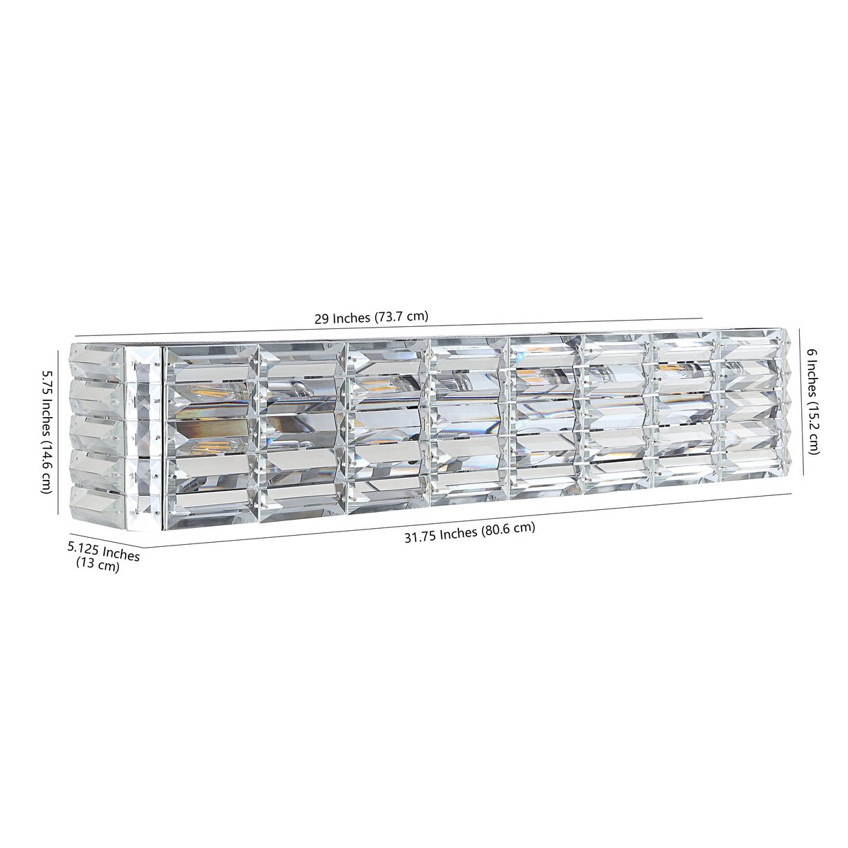 Evelyn 4-Light Iron/Crystal Glam Modern LED Vanity Light