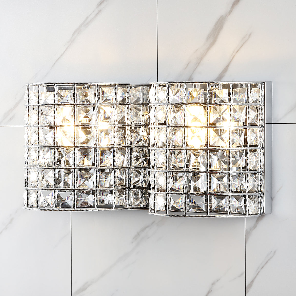 Clara 2-Light Metal/Crystal Classic Glam LED Vanity Light