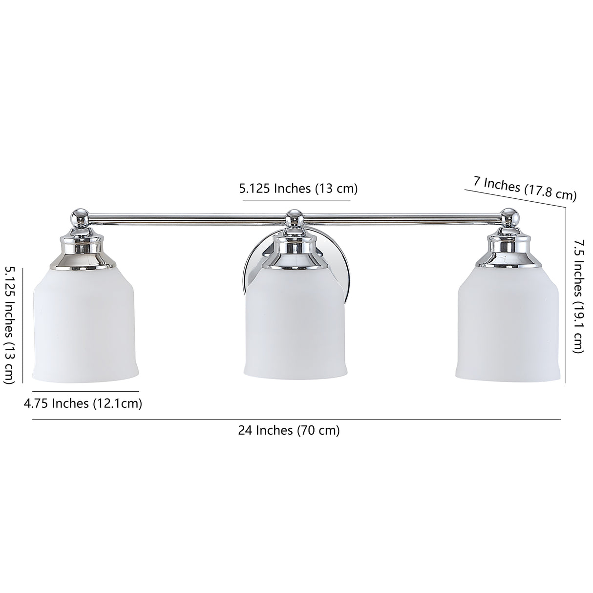 Lydia 3-Light Iron/Frosted Glass Farmhouse Cottage LED Vanity Light