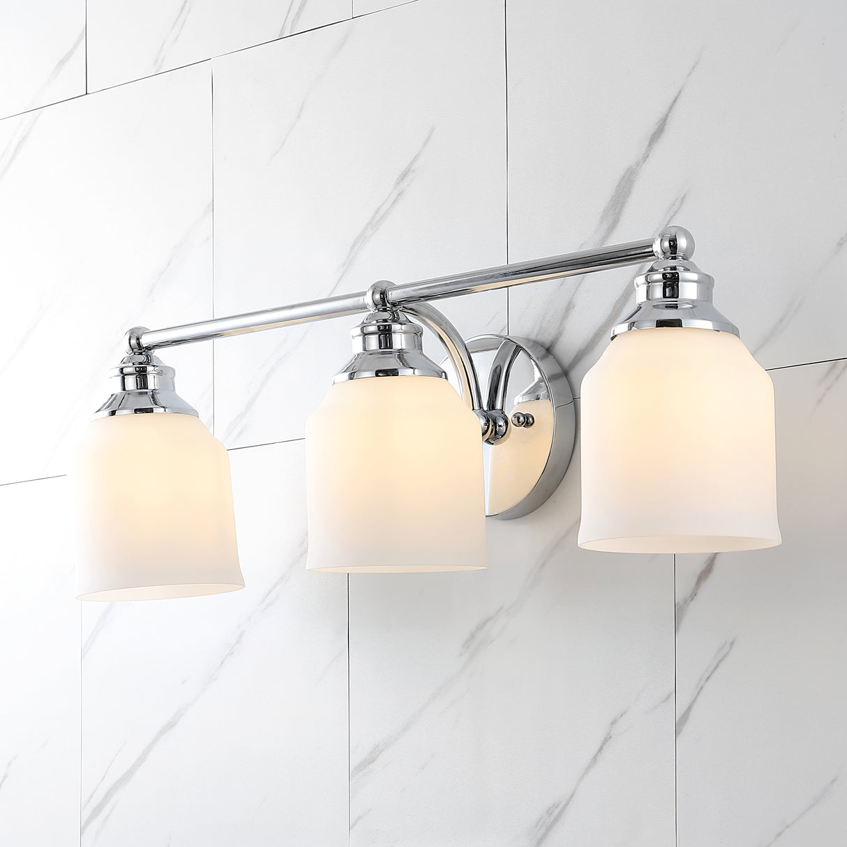 Lydia 3-Light Iron/Frosted Glass Farmhouse Cottage LED Vanity Light