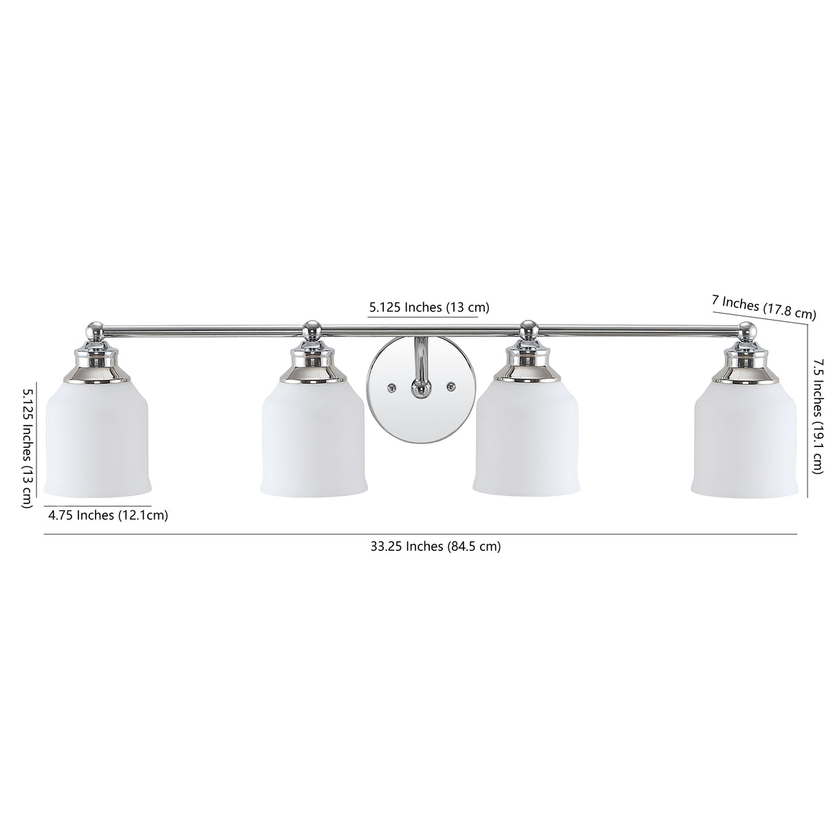 Lydia 4-Light Iron/Frosted Glass Farmhouse Cottage LED Vanity Light