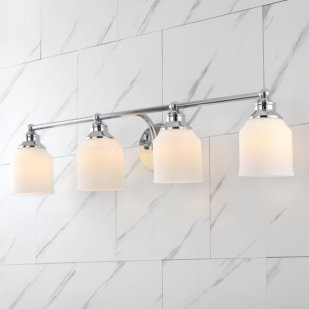 Lydia 4-Light Iron/Frosted Glass Farmhouse Cottage LED Vanity Light