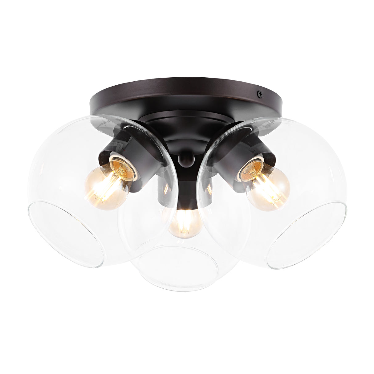 Iris-3-Light-Farmhouse-Rustic-Iron/Glass-LED-Semi-Flush-Mount-Flush-Mounts