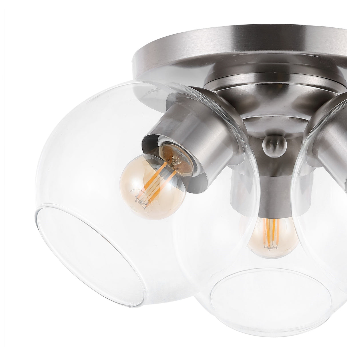 Iris 3-Light Farmhouse Rustic Iron/Glass LED Semi Flush Mount