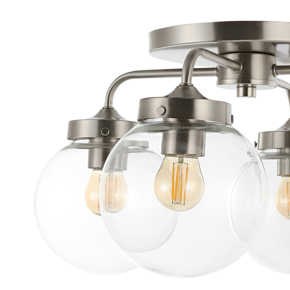 Piper 4-Light Farmhouse Rustic Iron/Glass LED Semi Flush Mount