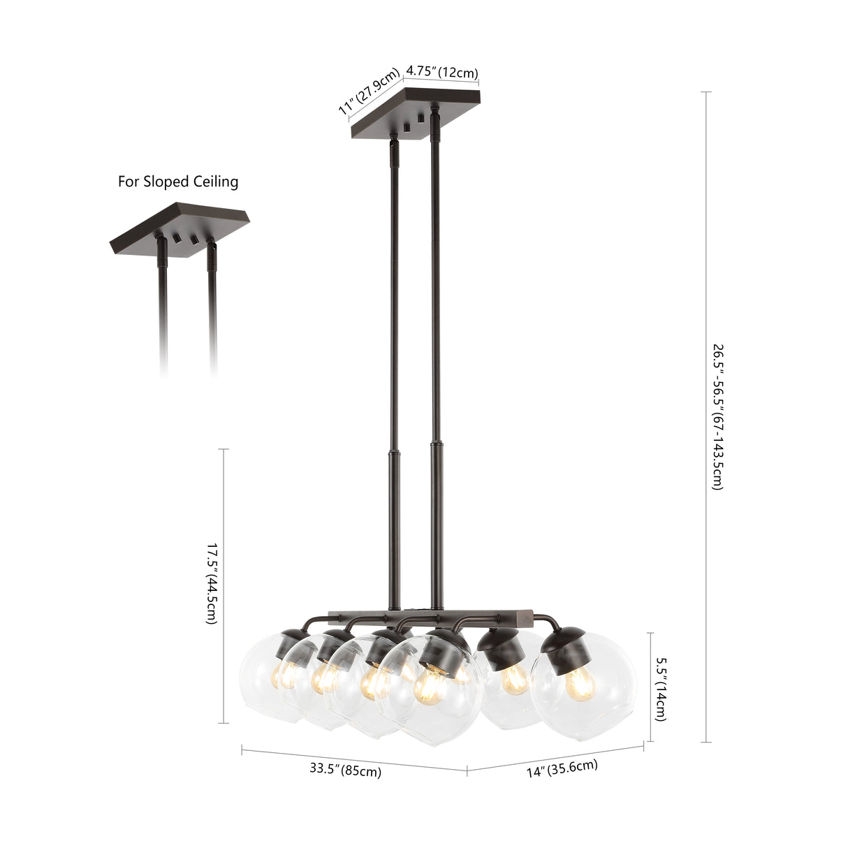 Julian 8-Light Farmhouse Bohemian Iron/Glass Linear LED Pendant