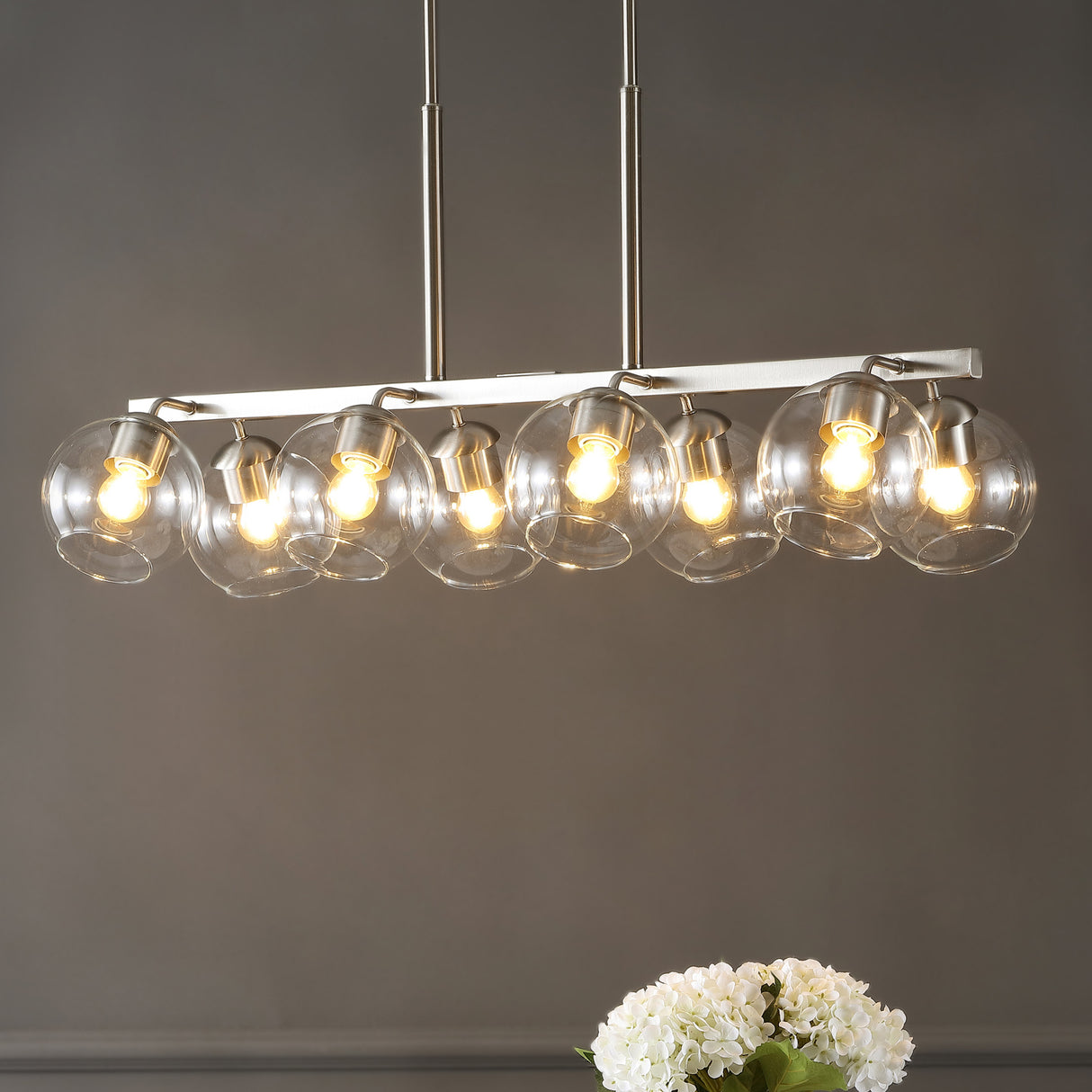Julian-8-Light-Farmhouse-Bohemian-Iron/Glass-Linear-LED-Pendant-Pendants