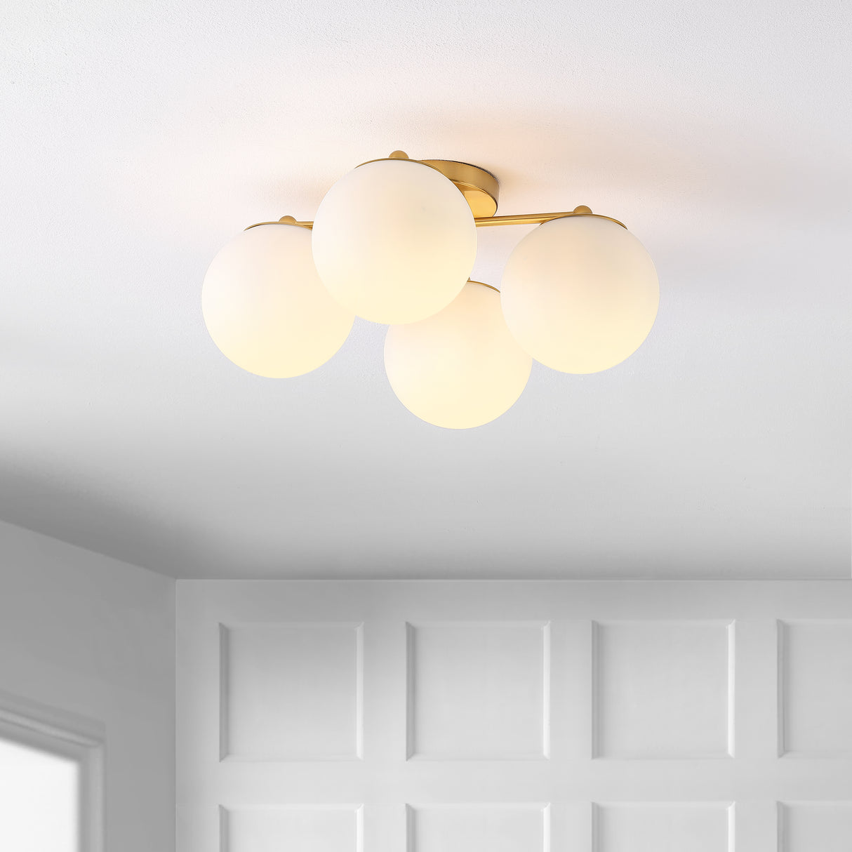 Orly-4-Light-Bohemian-Farmhouse-Iron/Frosted-Glass-LED-Semi-Flush-Mount-Flush-Mounts