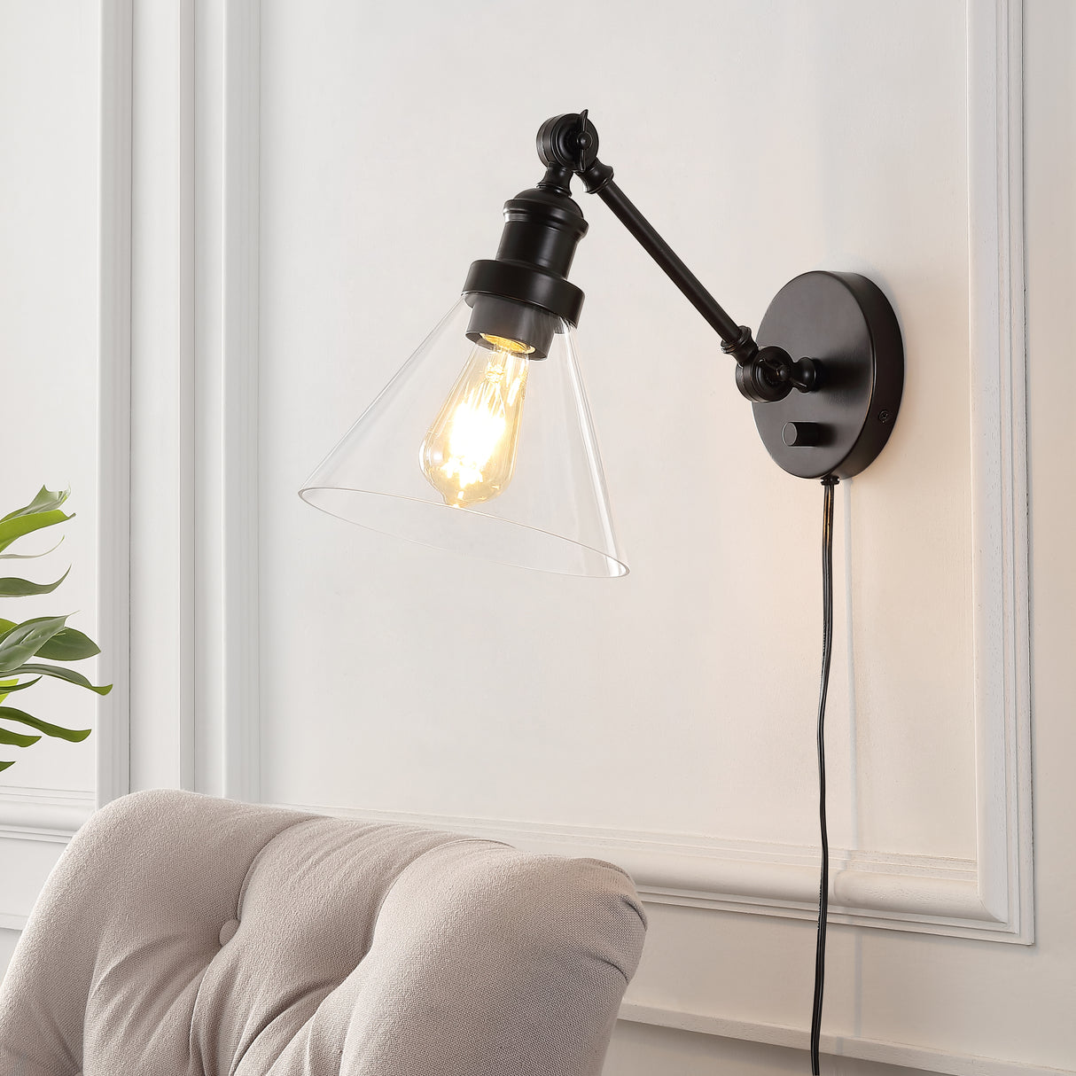 Cowie Iron/Glass Adjustable LED Wall Sconce