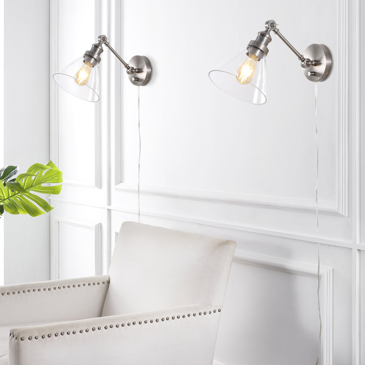 Cowie Iron/Glass Adjustable LED Wall Sconce