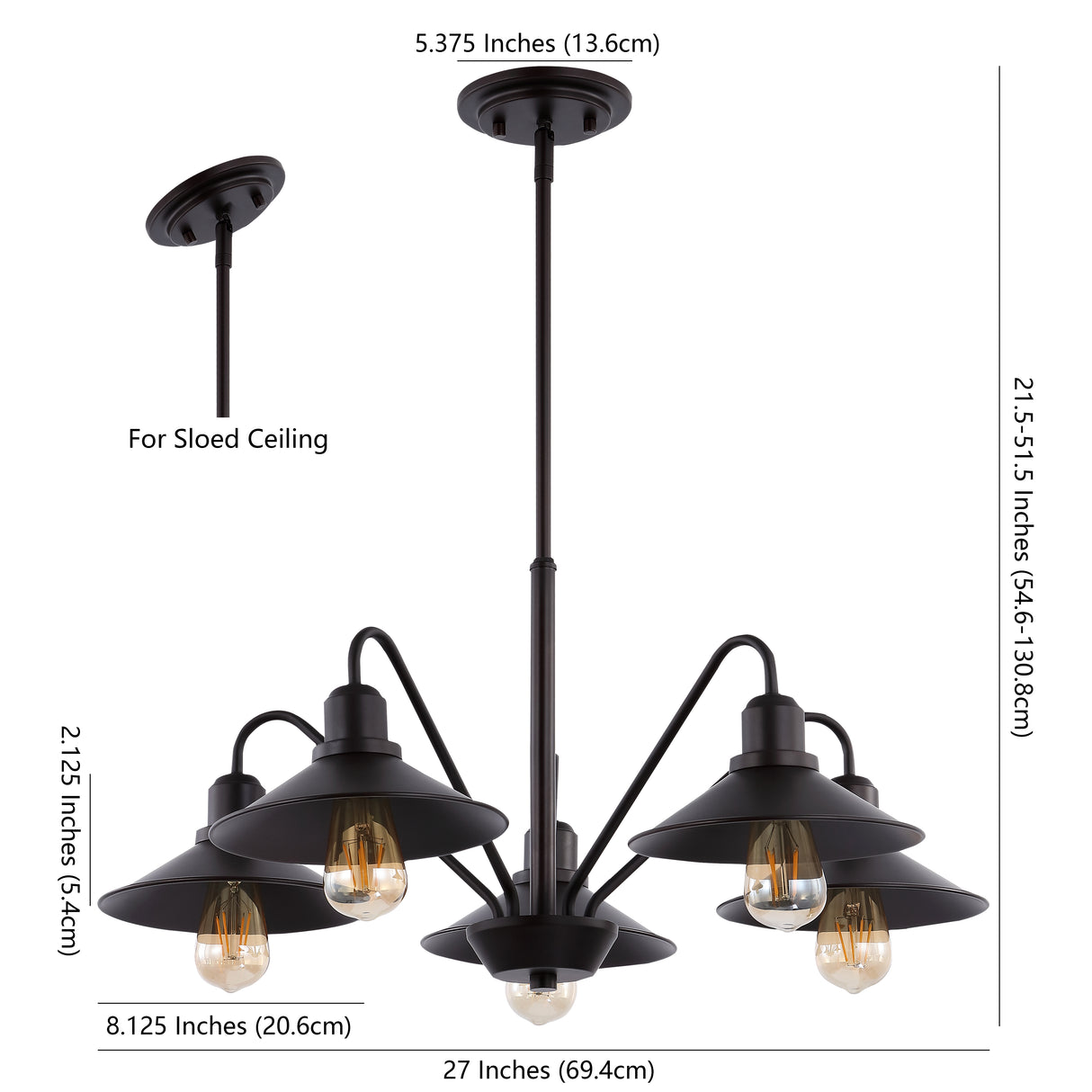 Cole 5-Light Metal Farmhouse Industrial LED Pendant
