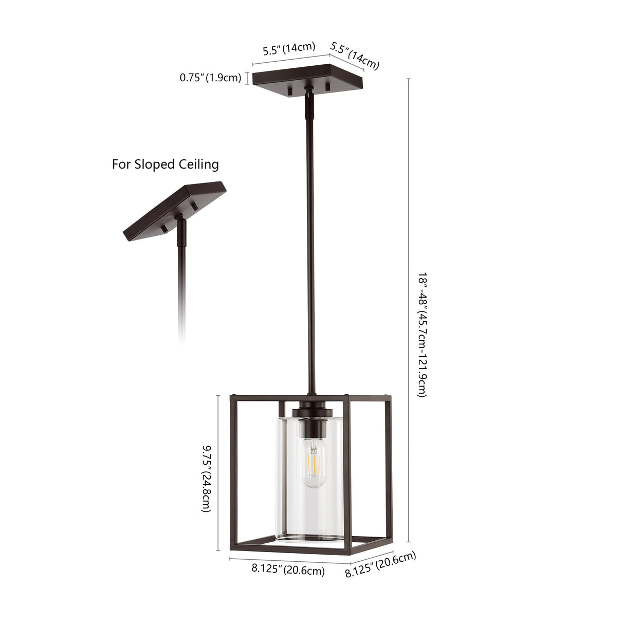Quinn 1-Light Industrial Farmhouse Iron/Glass LED Pendant