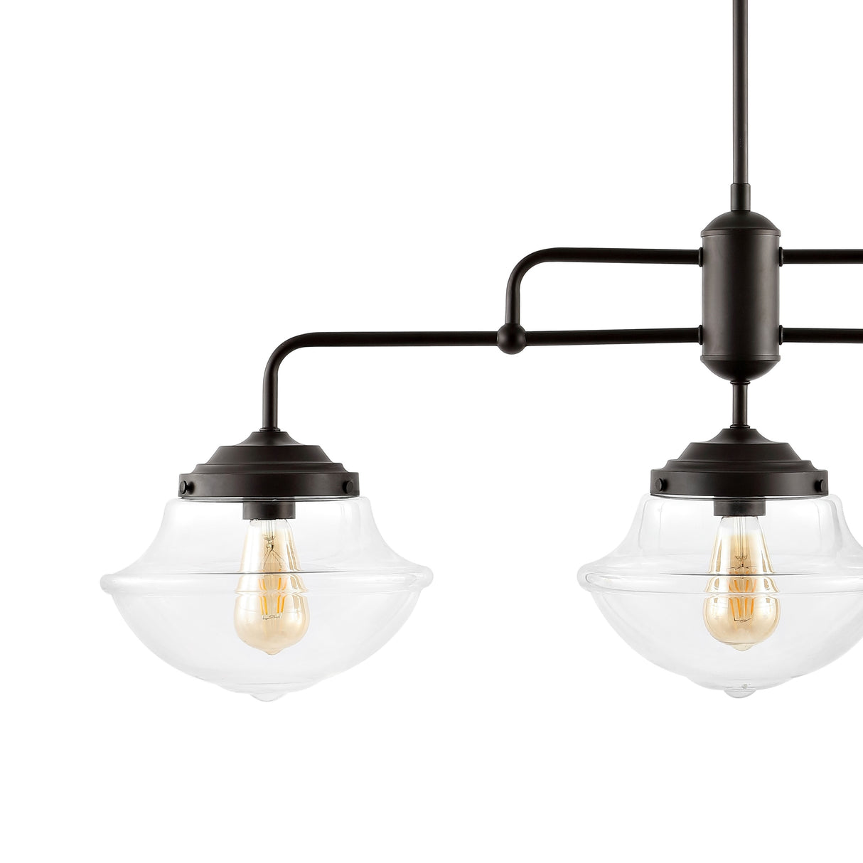 Avery 3-Light Industrial Farmhouse Rustic Iron/Glass Linear LED Pendant