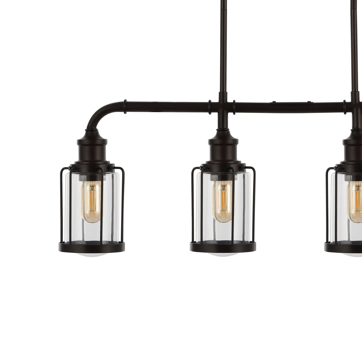 Abbott 4-light farmhouse industrial iron/glass linear led pendant