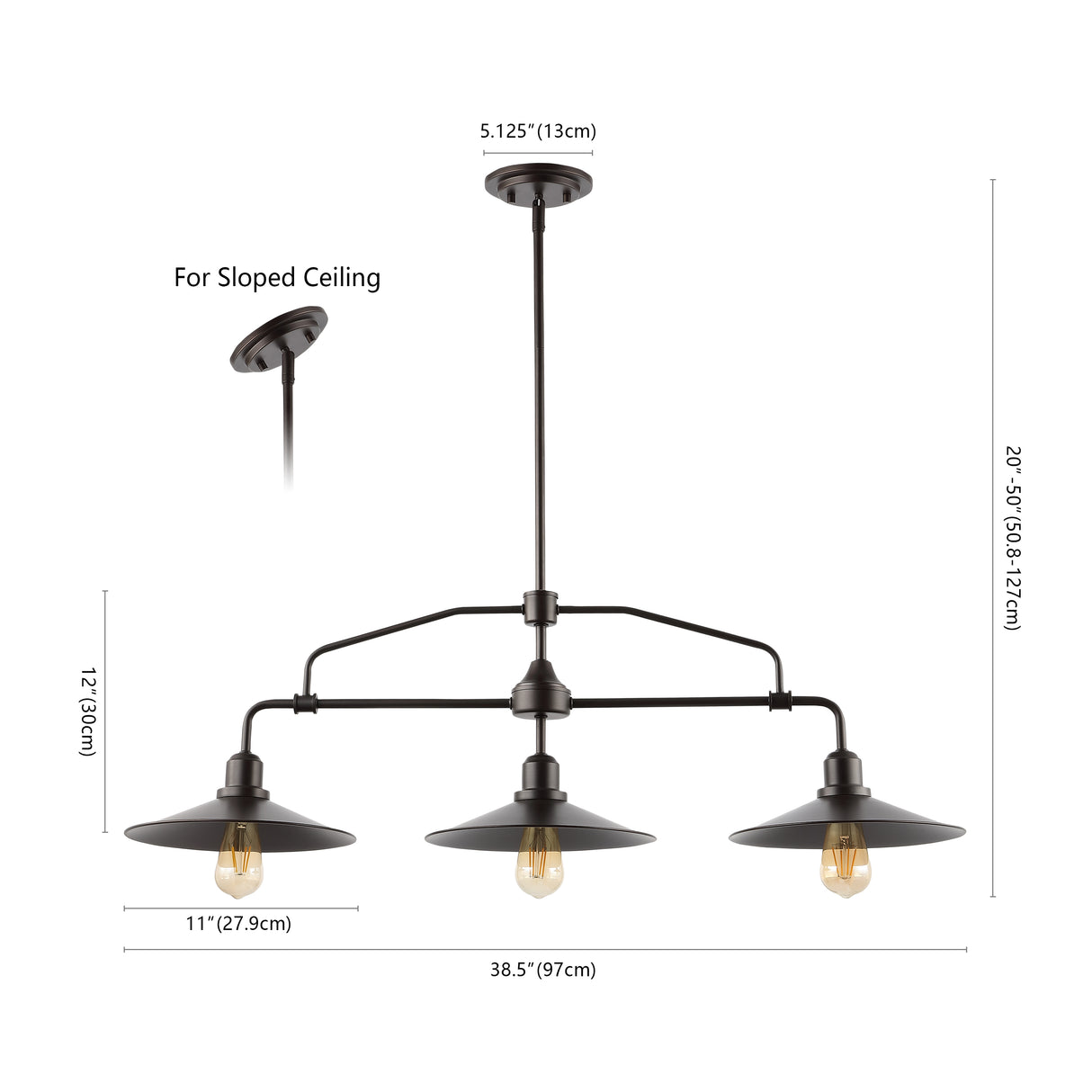Nathan 3-Light Industrial Farmhouse Iron Linear LED Pendant