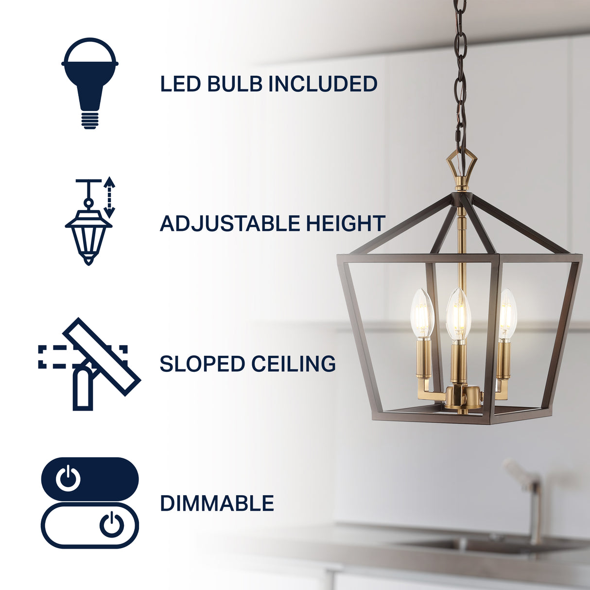 Ojai 3-Light Iron Classic Modern Pagoda LED Pendant Lantern