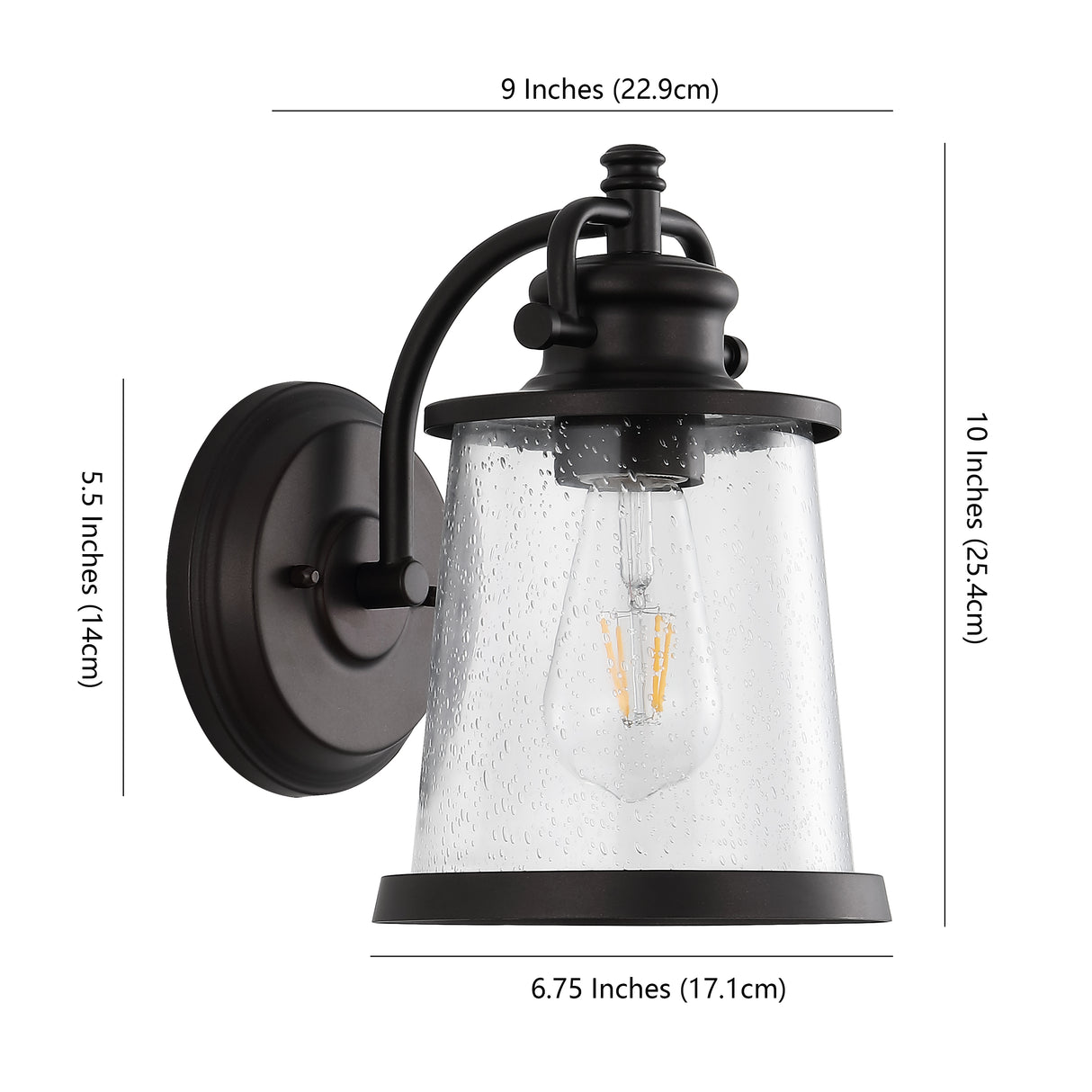 Marais Iron/Seeded Glass Vintage Rustic LED Outdoor Sconce