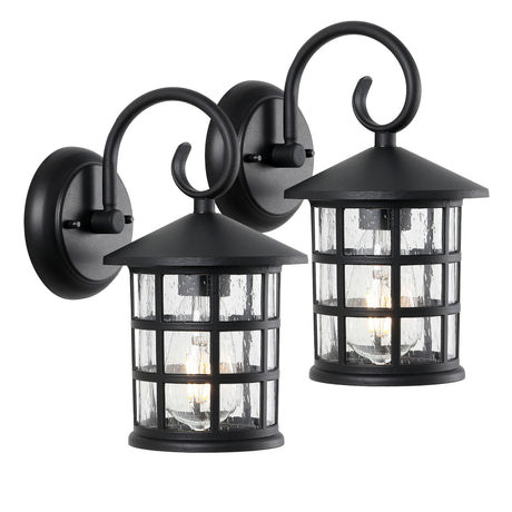 Cadiz-1-Light-Iron/Seeded-Glass-Cottage-Rustic-Scrolled-Lantern-LED-Outdoor-Sconce-Outdoor-Lighting