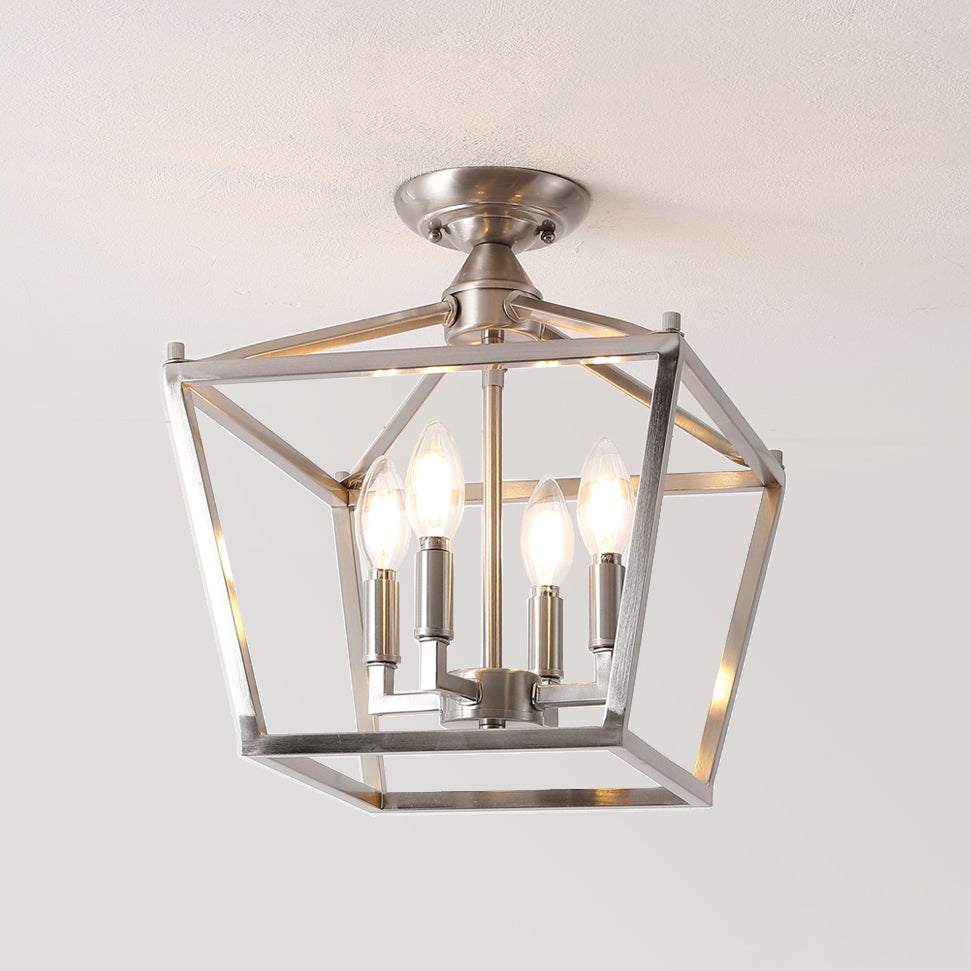 Plains 4-Light Iron Modern Farmhouse Pagoda LED Semi Flush Mount Lantern