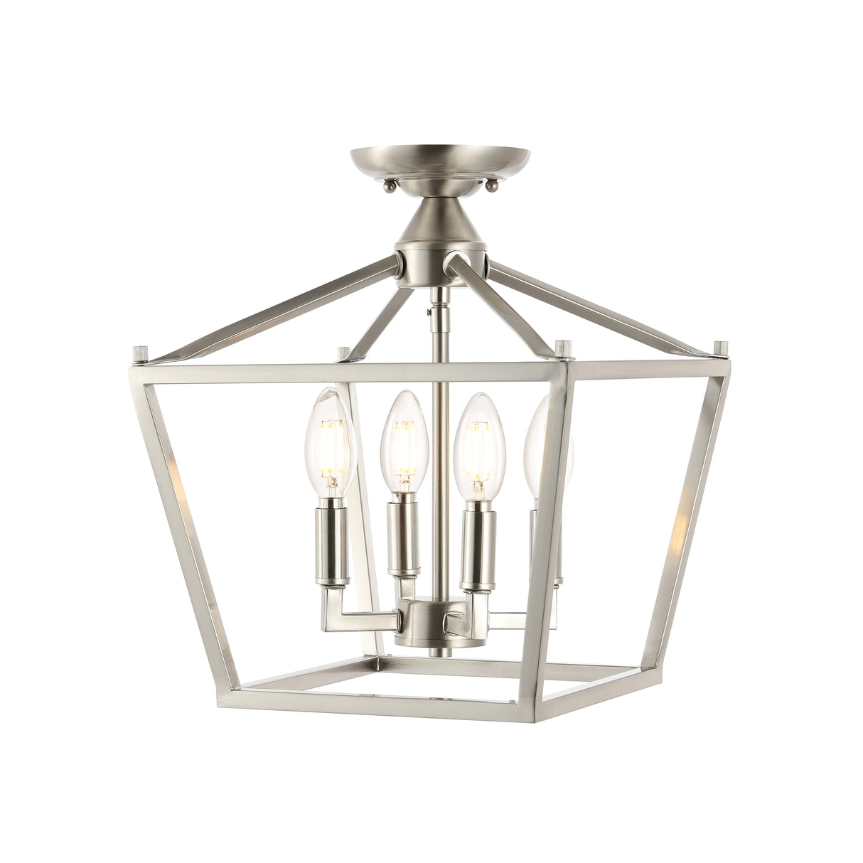 Plains 4-Light Iron Modern Farmhouse Pagoda LED Semi Flush Mount Lantern