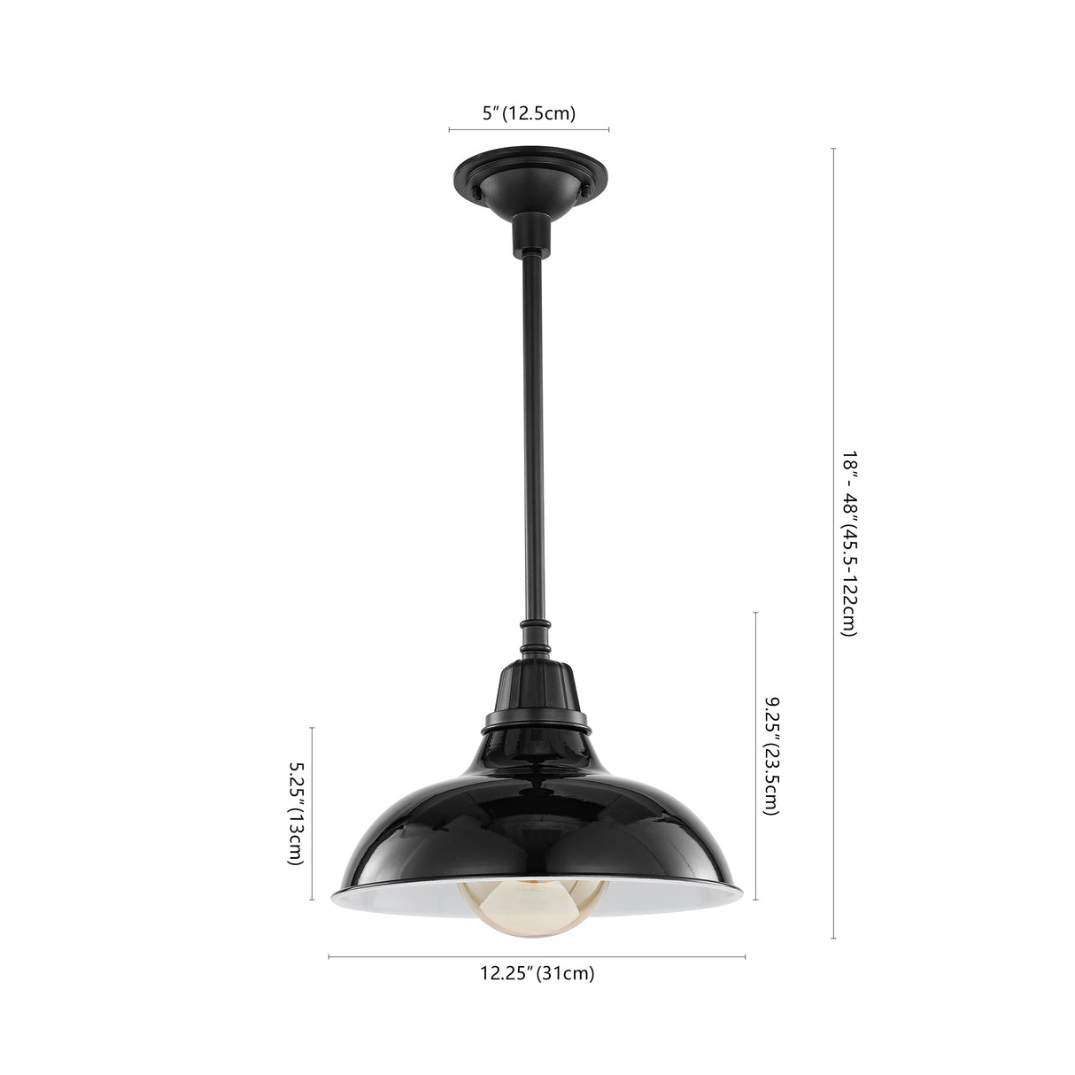 Jasper 1-Light Farmhouse Industrial Indoor/Outdoor Iron LED Pendant