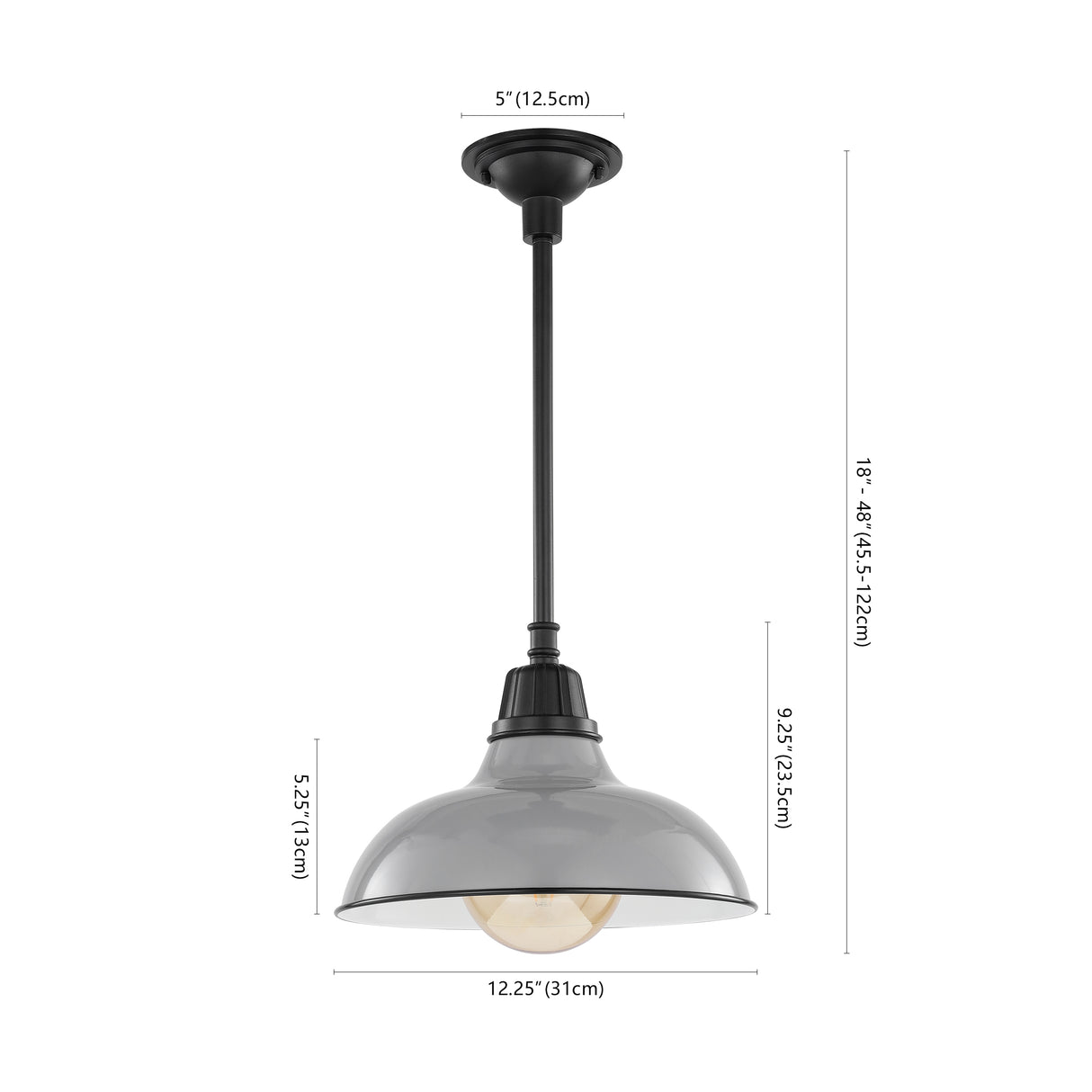 Jasper 1-Light Farmhouse Industrial Indoor/Outdoor Iron LED Pendant