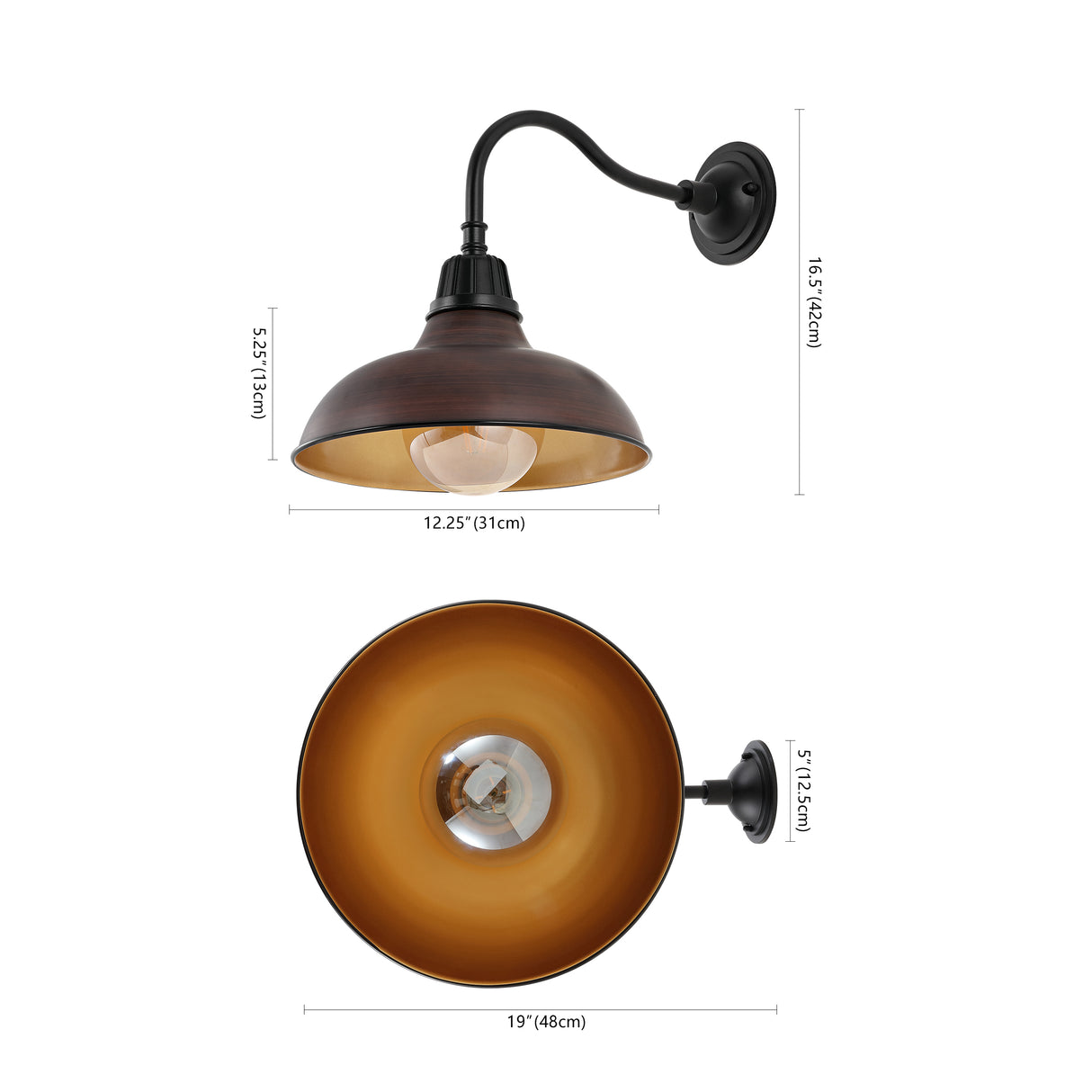 Aurora 1-Light Farmhouse Industrial Indoor/Outdoor Iron LED Gooseneck Arm Outdoor Sconce