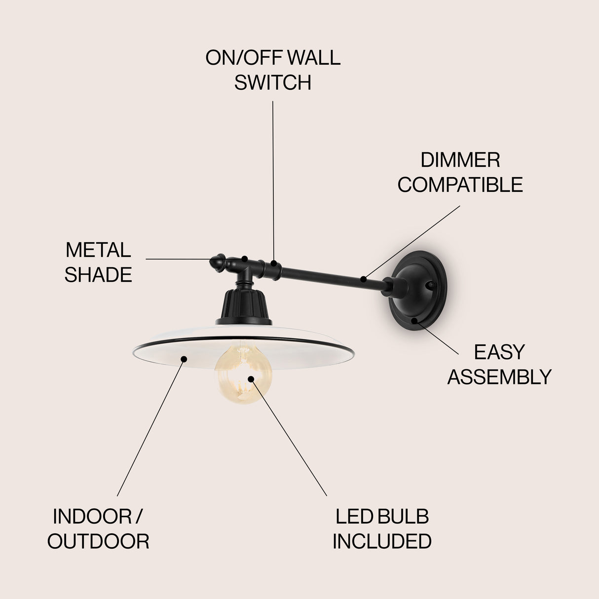Bonner 1-Light Farmhouse Industrial Indoor/Outdoor Iron LED Victorian Arm Outdoor Sconce