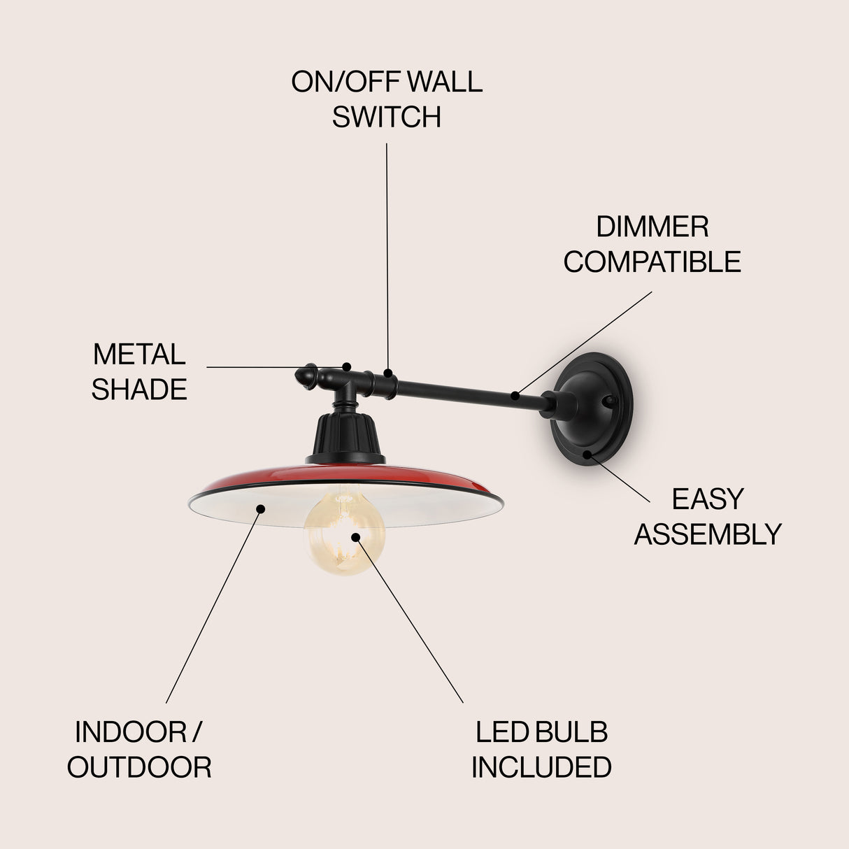 Bonner 1-Light Farmhouse Industrial Indoor/Outdoor Iron LED Victorian Arm Outdoor Sconce