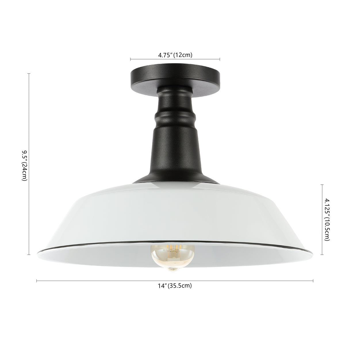 Camila 1-Light Classic Industrial Indoor/Outdoor Iron LED Semi Flush Mount
