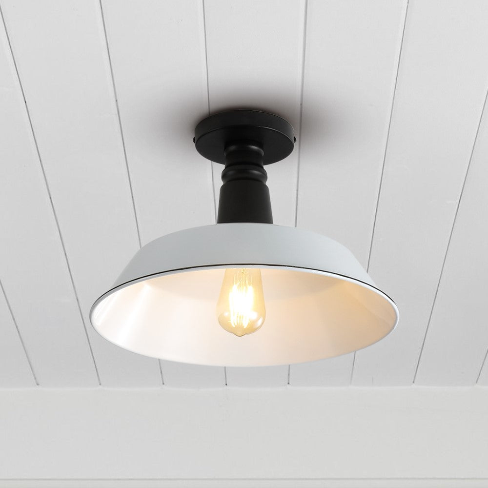 Camila 1-Light Classic Industrial Indoor/Outdoor Iron LED Semi Flush Mount