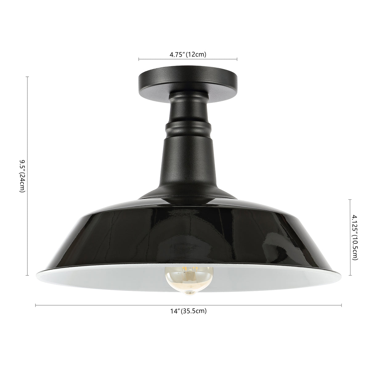 Camila 1-Light Classic Industrial Indoor/Outdoor Iron LED Semi Flush Mount