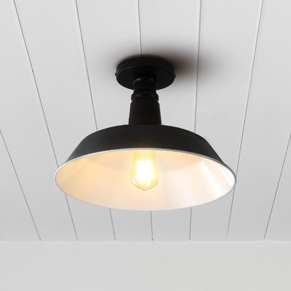 Camila 1-Light Classic Industrial Indoor/Outdoor Iron LED Semi Flush Mount