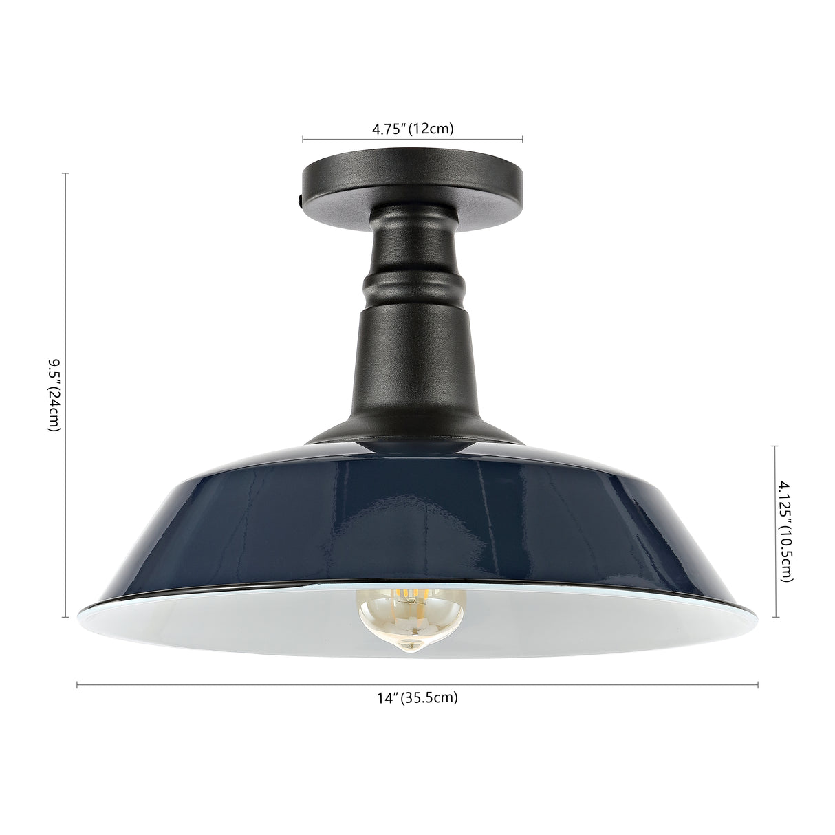 Camila 1-Light Classic Industrial Indoor/Outdoor Iron LED Semi Flush Mount