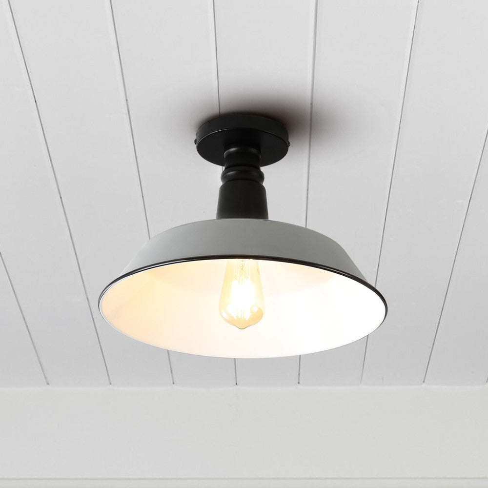 Camila 1-Light Classic Industrial Indoor/Outdoor Iron LED Semi Flush Mount