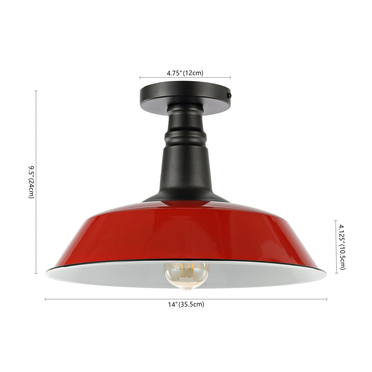 Camila 1-Light Classic Industrial Indoor/Outdoor Iron LED Semi Flush Mount