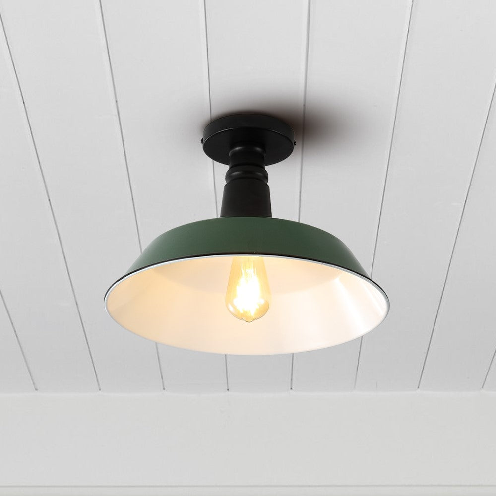 Camila 1-Light Classic Industrial Indoor/Outdoor Iron LED Semi Flush Mount