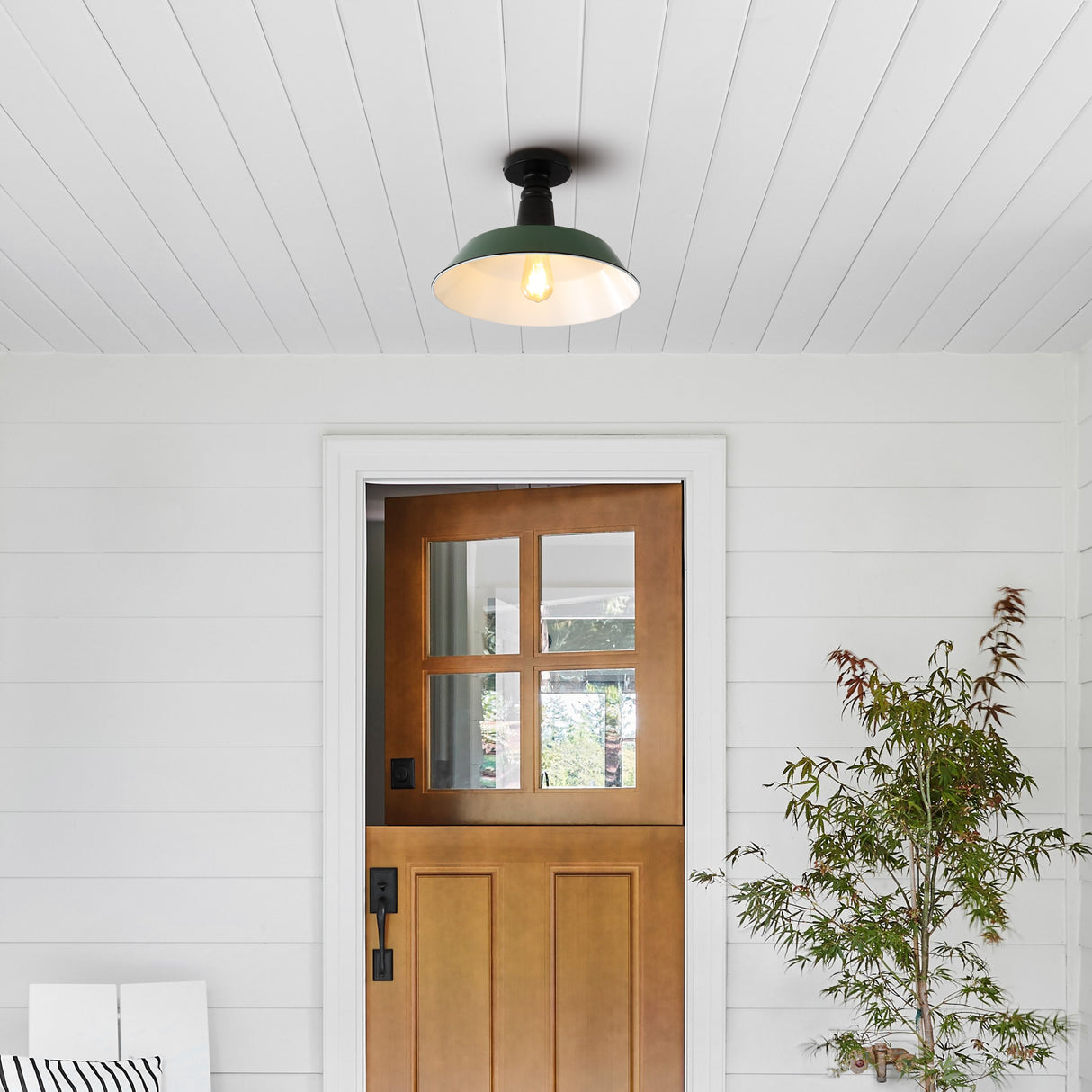 Camila 1-Light Classic Industrial Indoor/Outdoor Iron LED Semi Flush Mount