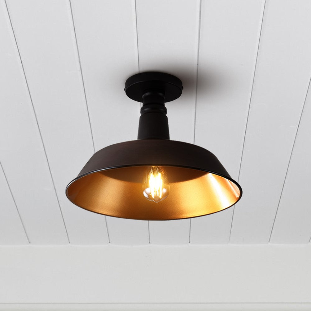 Camila 1-Light Classic Industrial Indoor/Outdoor Iron LED Semi Flush Mount
