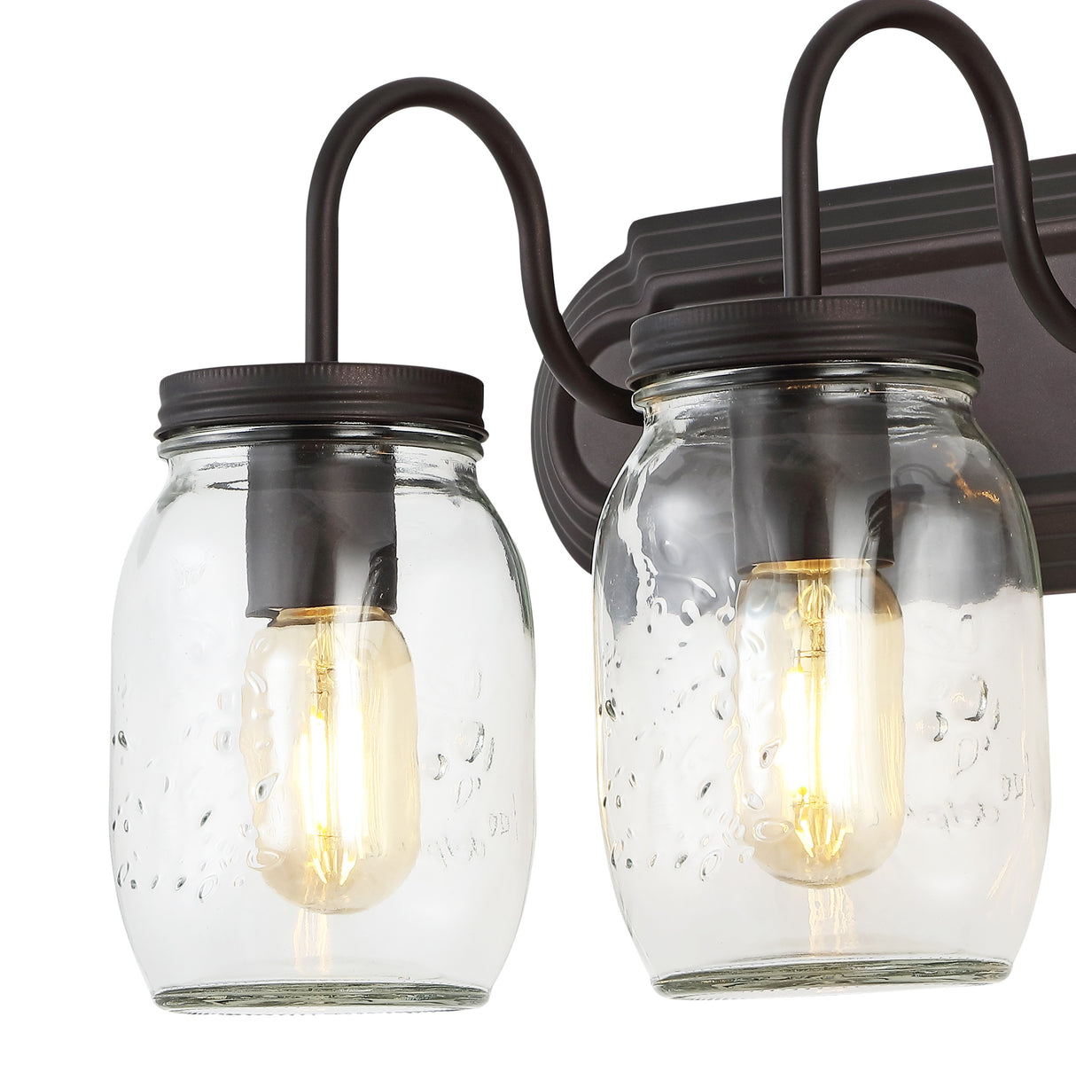 Gaines 3-Light Farmhouse Industrial Iron Mason Jar LED Vanity