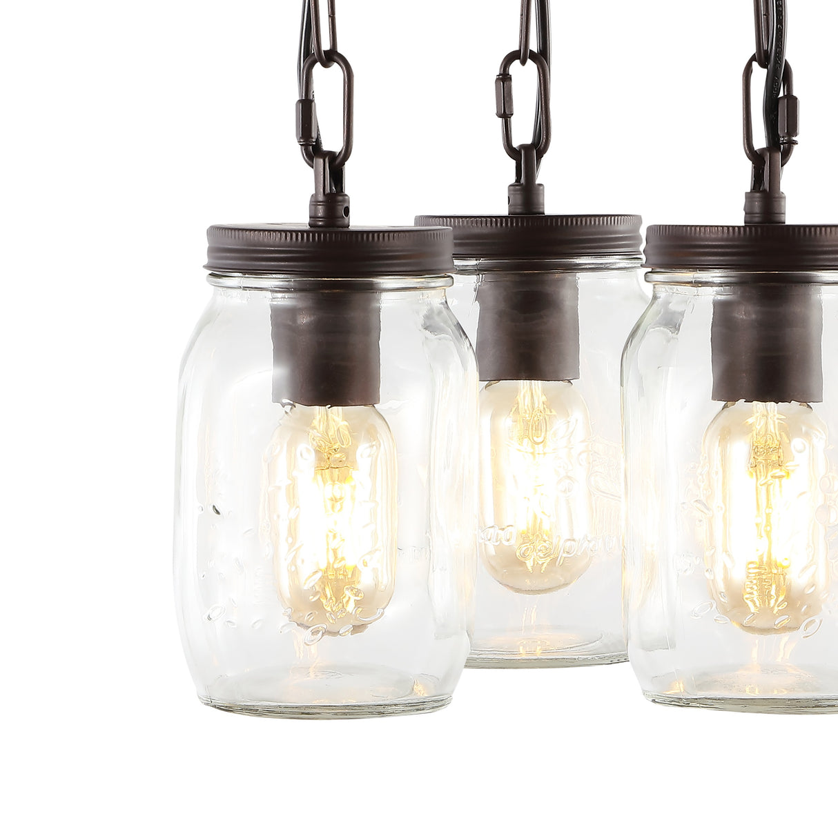 Gaines 3-Light Farmhouse Industrial Iron Mason Jar LED Semi Flush Mount