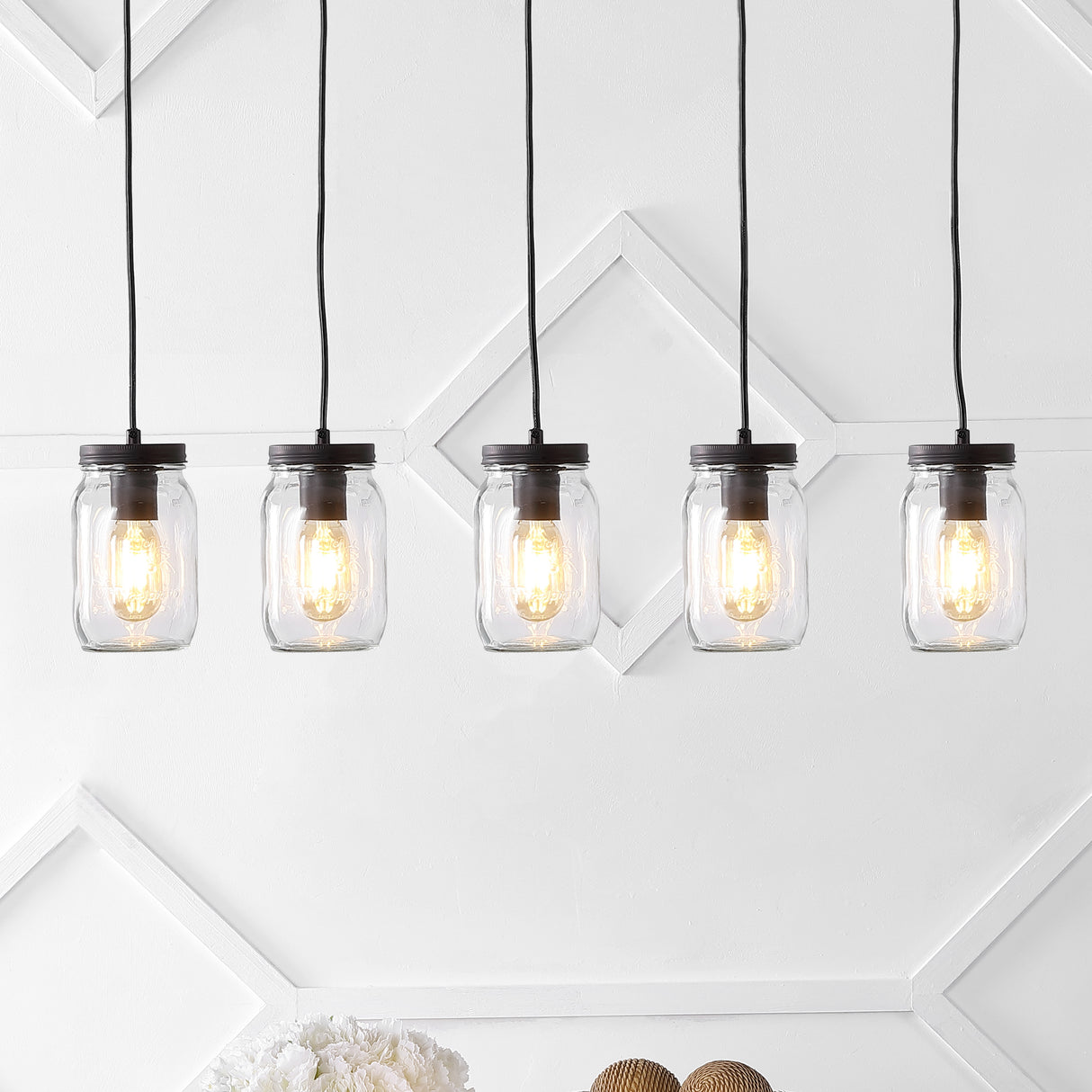 Gaines-5-Light-Farmhouse-Industrial-Iron-Mason-Jar-Linear-LED-Pendant-Pendants