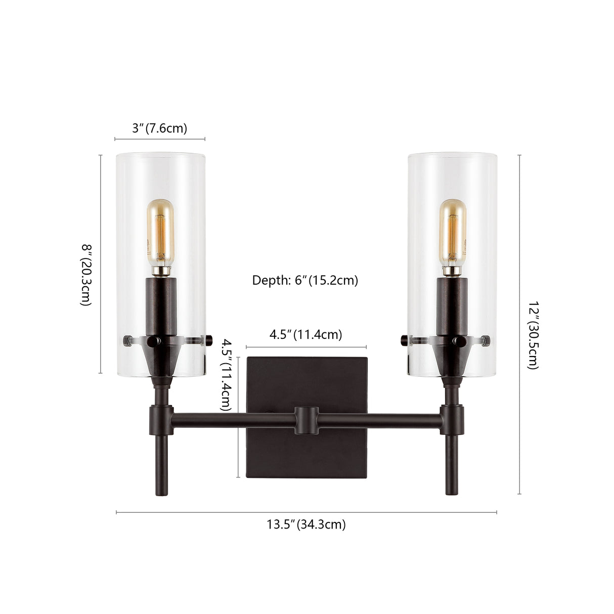 Cato 2-Light Bohemian Farmhouse Iron/Glass LED Vanity